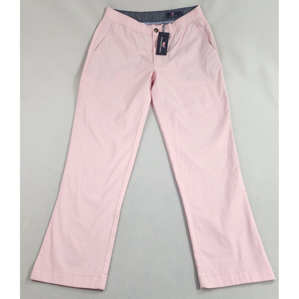 Vineyard Vines Mens Pink Cotton Drawstring Straight Leg Pants Size M 29x32